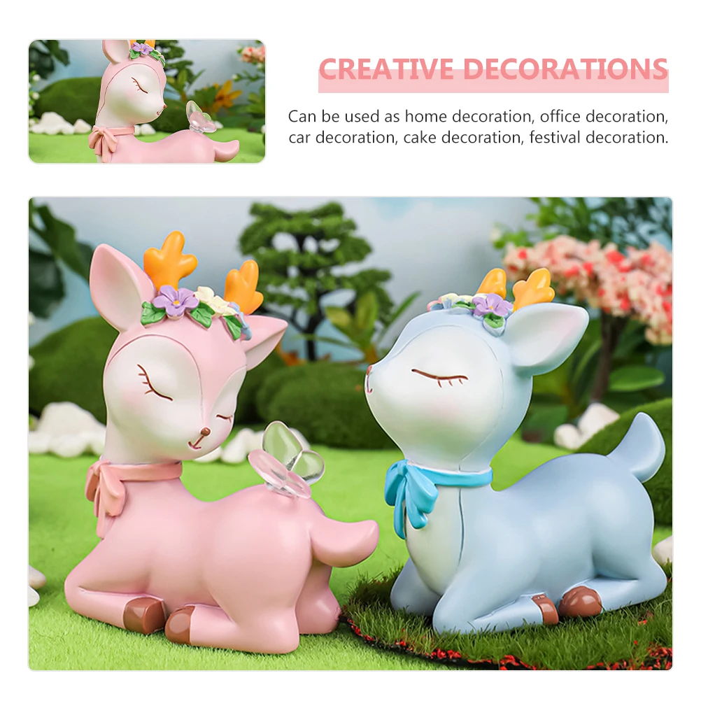 

Cake Sweetheart Cute Deer Ornaments Lovers Decorations Home Living Room Resin Tabletop Statue
