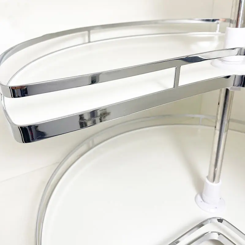 Cabinet Drawer Basket 270 Degree Chrome Magic Corner Two Tier Wooden Kitchen Corner Revolving Basket