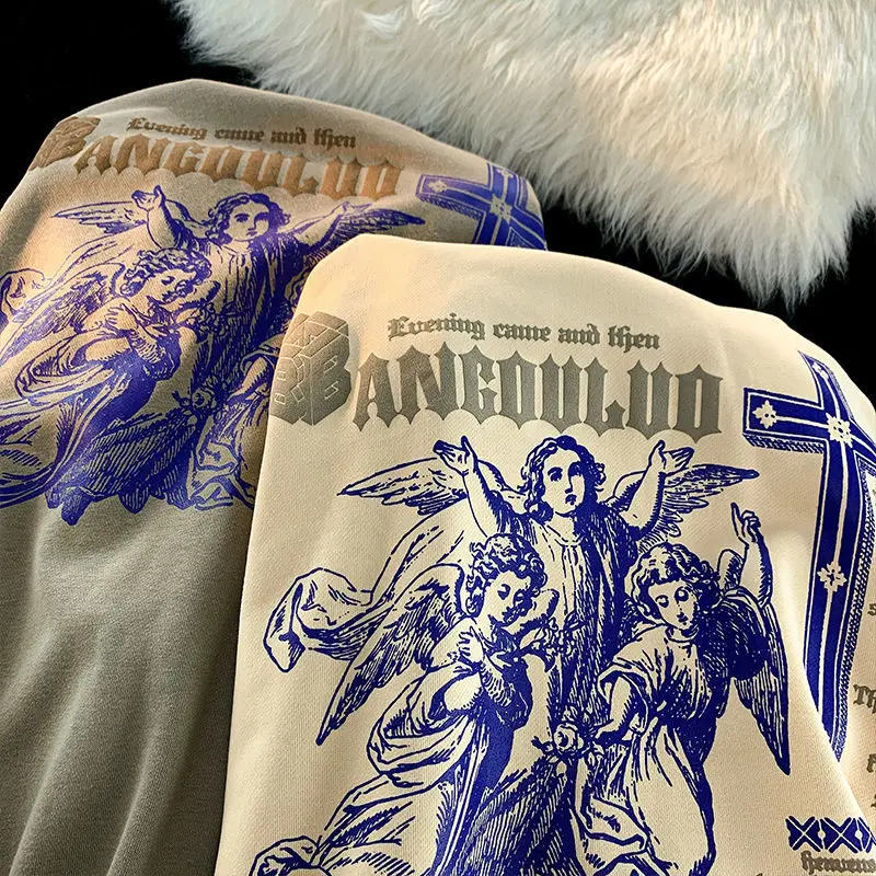 New American Retro Print Hoodies Sweater Loose Coat Vintage Goth Y2k Harajuku Top Quality Oversized Hoodie