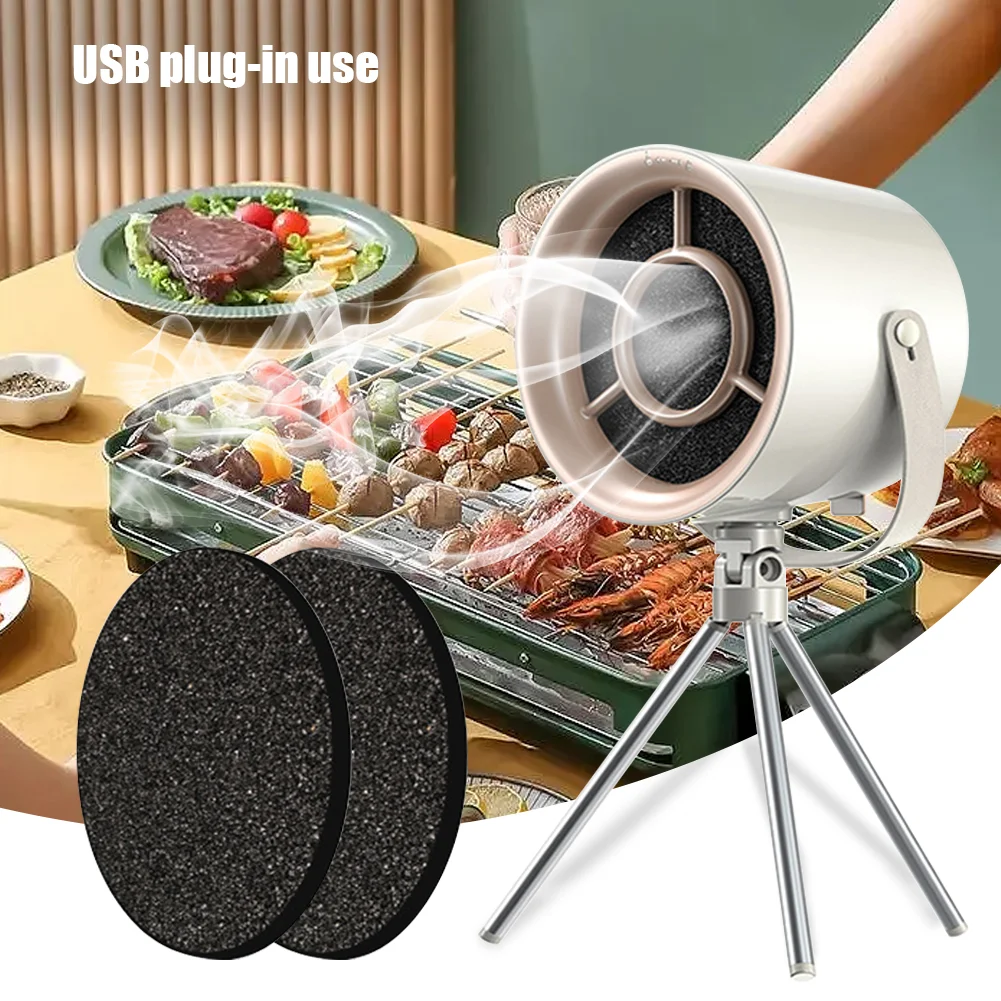 Mini Kitchen Portable Desktop Range Hood Large Suction Rechargeable Exhaust Fan Adjustable Angle USB Plug Indoor BBQ Hotpot Use