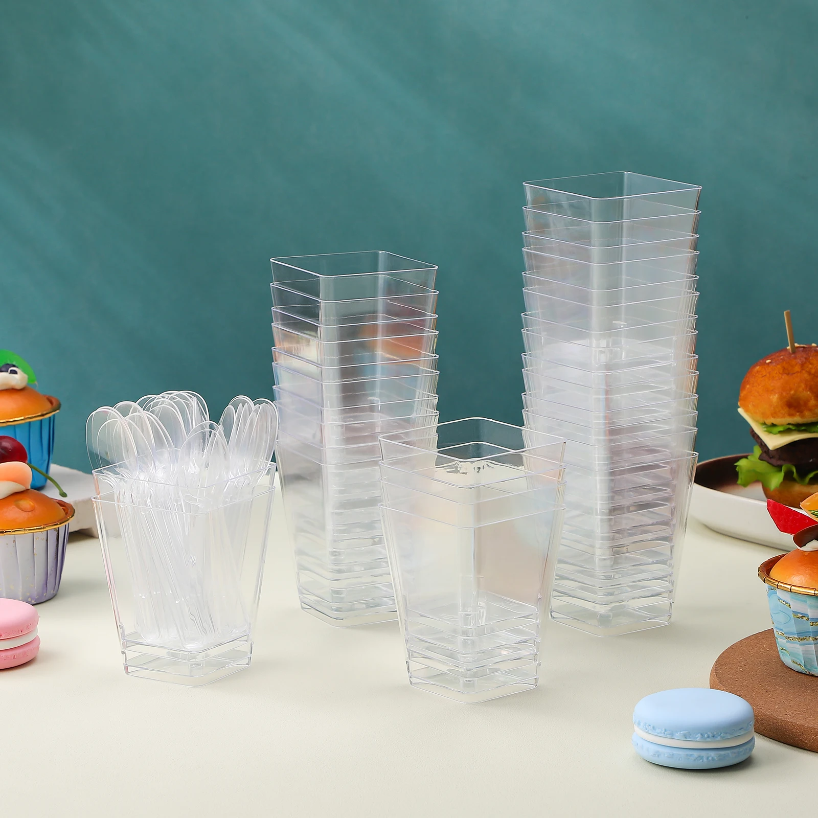 

30 Pcs Clear Mini Plastic Dessert Cups for Parties Weddings Ideal Capacity Safe Material Versatile Use Ample Quantity