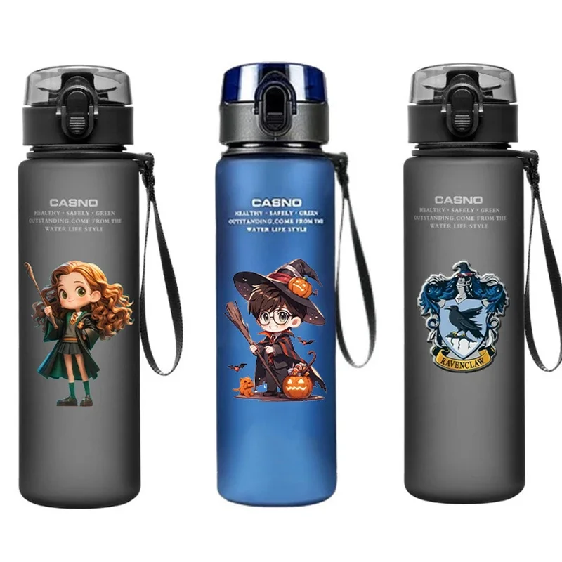 Botella de Agua de Anime Harry Potter, Taza para Beber al Aire Libre con Emblema de Hogwarts, 560 ml de Gran Capacidad, Botella de Agua Portátil para Niños
