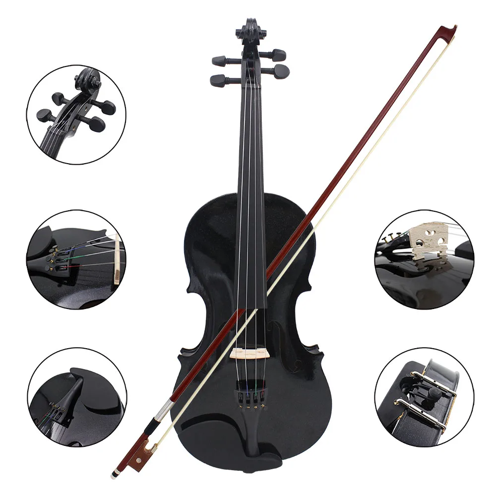 4/4 Acoustic Violin Basswood Panel Violino Solid Wood Violin With Case Bow Beginner Students Kids Violin Musical Instrument Gift