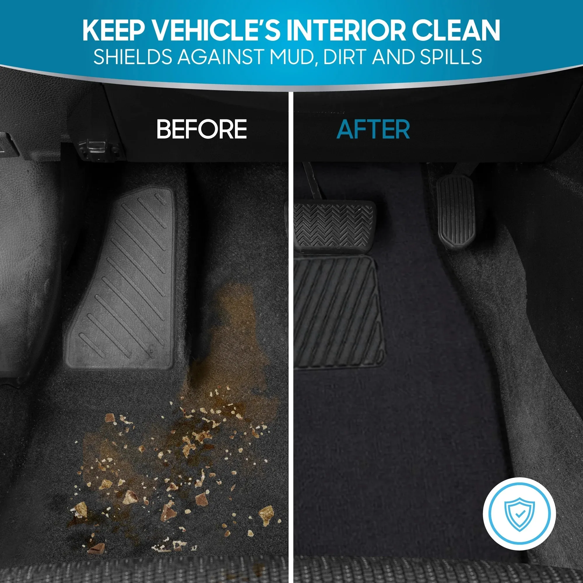 مجموعة مكونة من 4 قطع من سجادات أرضية السيارة مع وسادة كعب أمان من الفينيل للسيارة