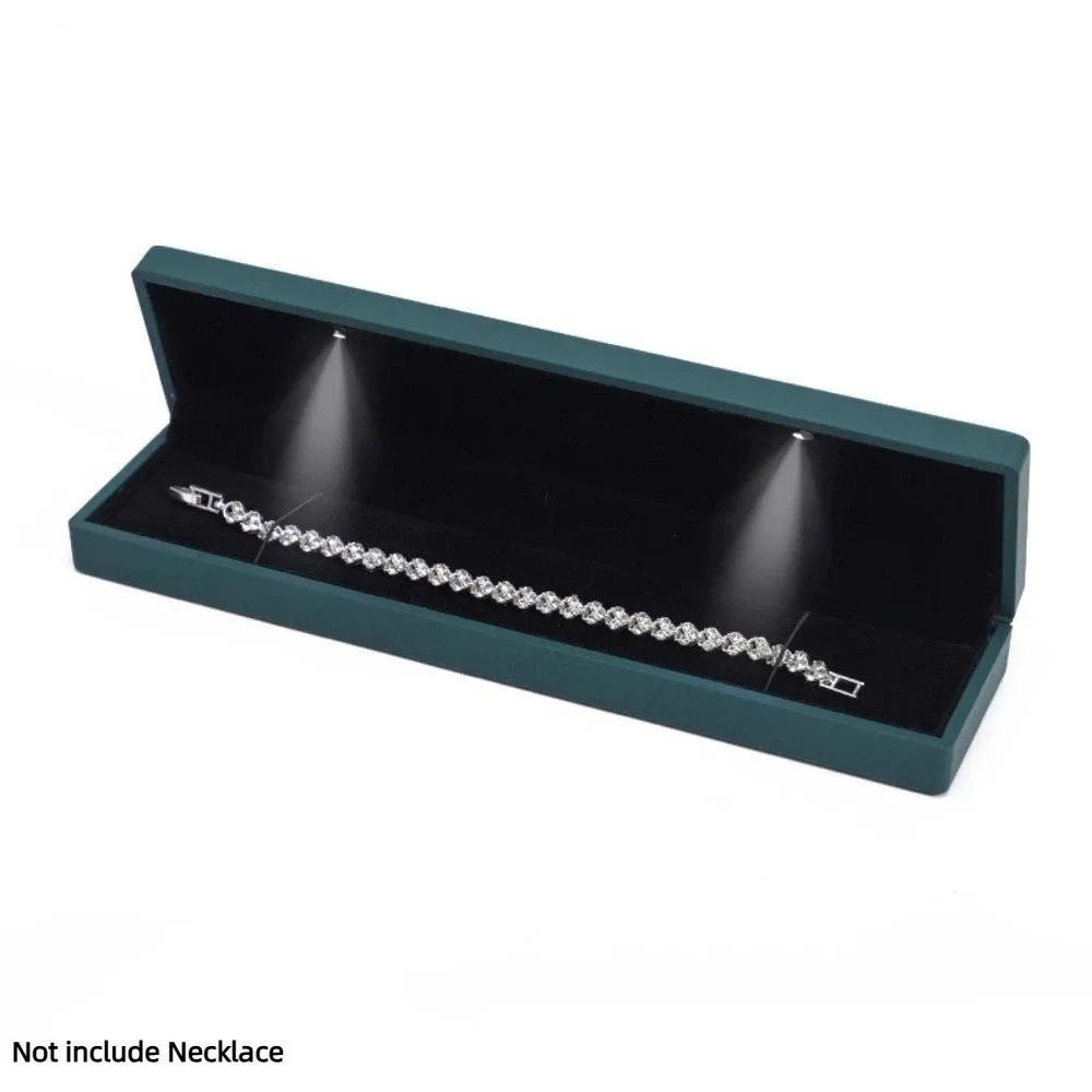 Exquisite With Light Led Light Case Velvet Lined Solid Color Jewelry Gift Box Jewelry Display Storage Box
