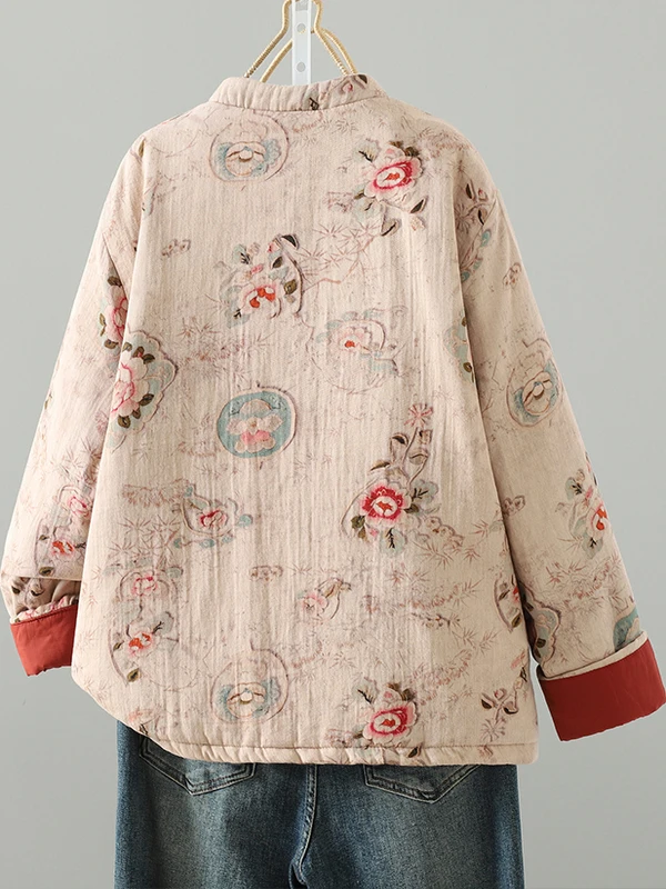 ملابس صينية جديدة راقية على الوجهين من القطن والكتان فضفاضة مستديرة Ne للسيدات Jaet National Sle Thiened Long Sv... #5