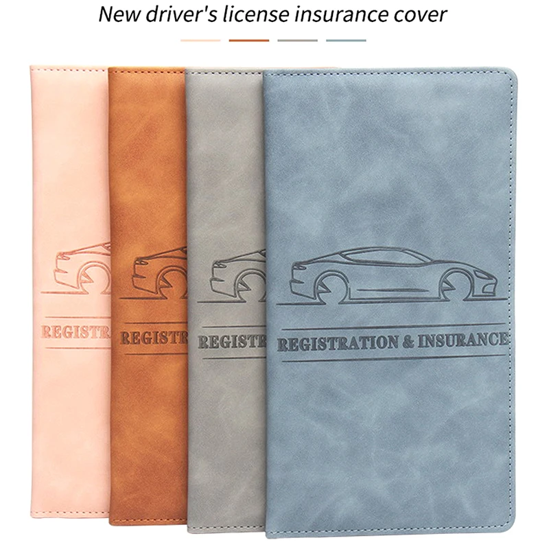 Car Registration Insurance Holder Leather Men Driving License Cover Auto Documents License Storage Bag Credit Card Holder