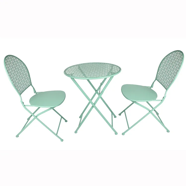 

Anti-rust Metal Bistro Set Outdoor Metal Table Iron Folding Chair for Garden and Balcony Ideals