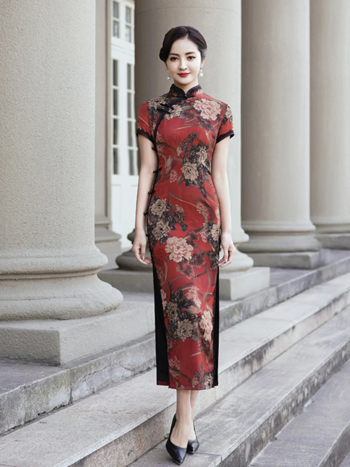 

Young Sle Improved anghai Long Dr Ele Daily High End Vintage Materni Qipao Traditional Chinese Costume