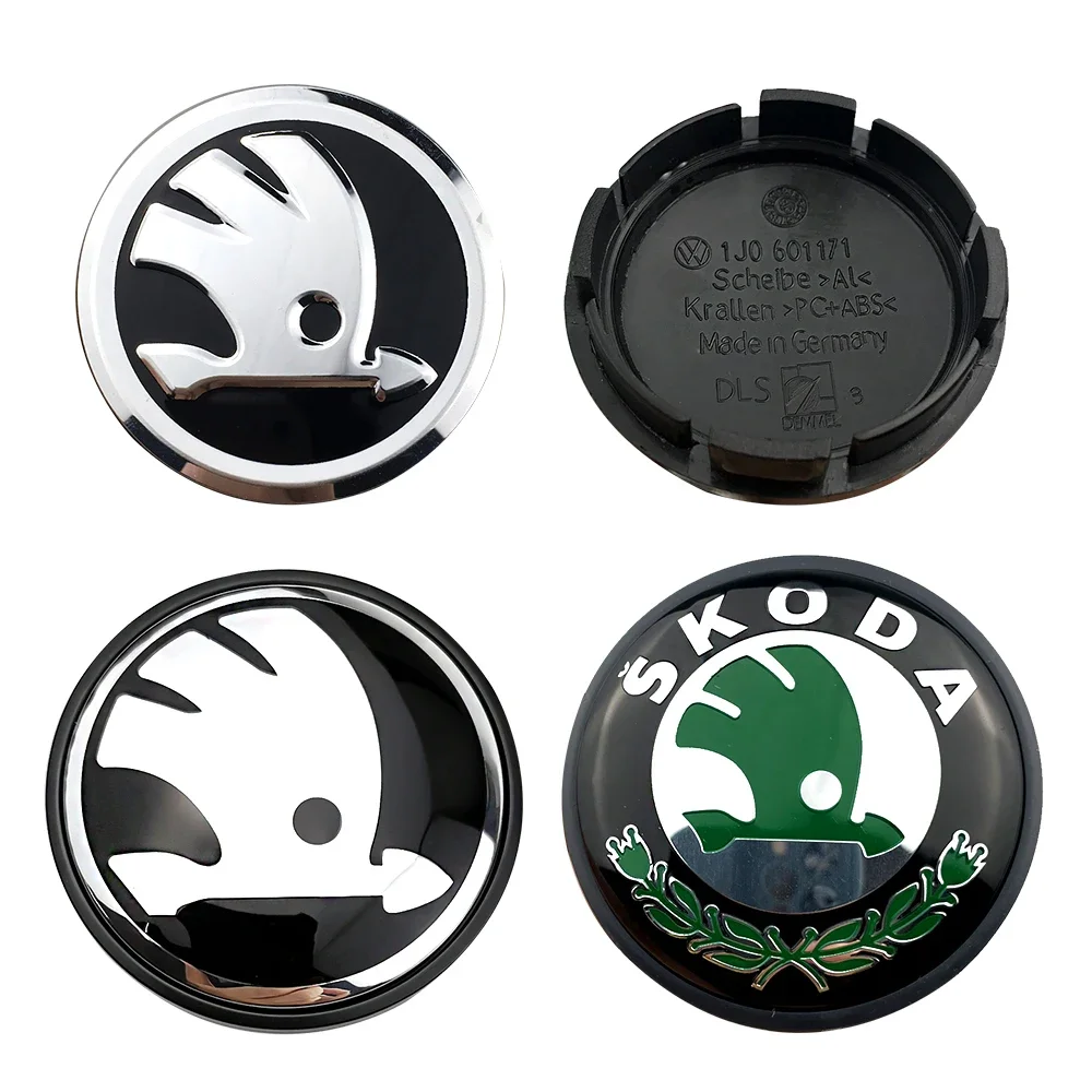 4 Uds 55mm 65mm llantas de rueda de coche cubierta central tapa de cubo emblema para Skoda Fabia Octavia Kodiaq Superb Karoq Fabia A5 A7 VRS VII Yeti