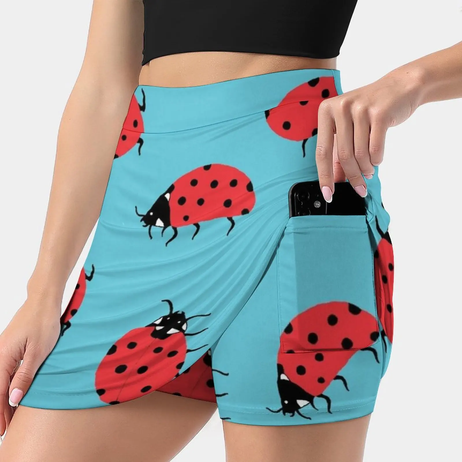 Ladybugs Women's skirt Mini Skirts A Line Skirt With Hide Pocket Ladybird Ladybird Beetles Lady Beetles Beetles Pattern Design