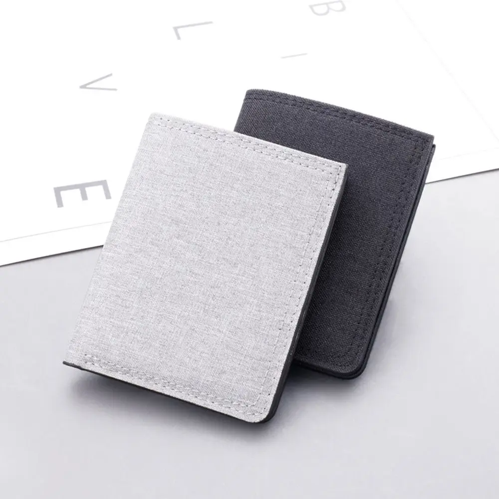 Folding Canvas Fashion Card Holder Men Short Wallet Multi-functional Mini Coin Purse