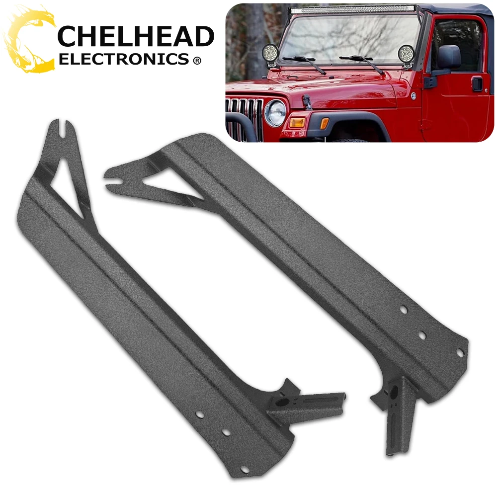 

Upper Windshield 52 Inch LED Light Bar Mounting Bracket A-Pillar Led Pods Cube Work Lights Holder for Jeep Wrangler TJ 1997-2006