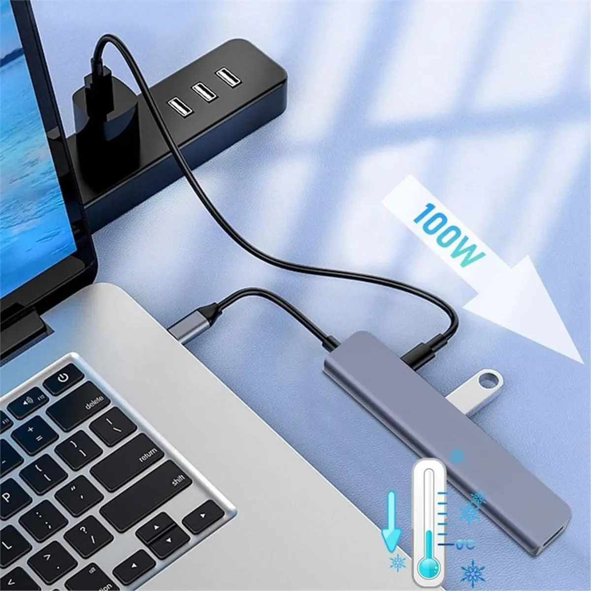 E@MB*RA*aCE^HAPPYa USB C Hub 7 in 1 Type C 3.1 to HDMl-Compatible 1.4 4K@30Hz 100W Fast Charging SD/TF Card Reader for Laptop Co