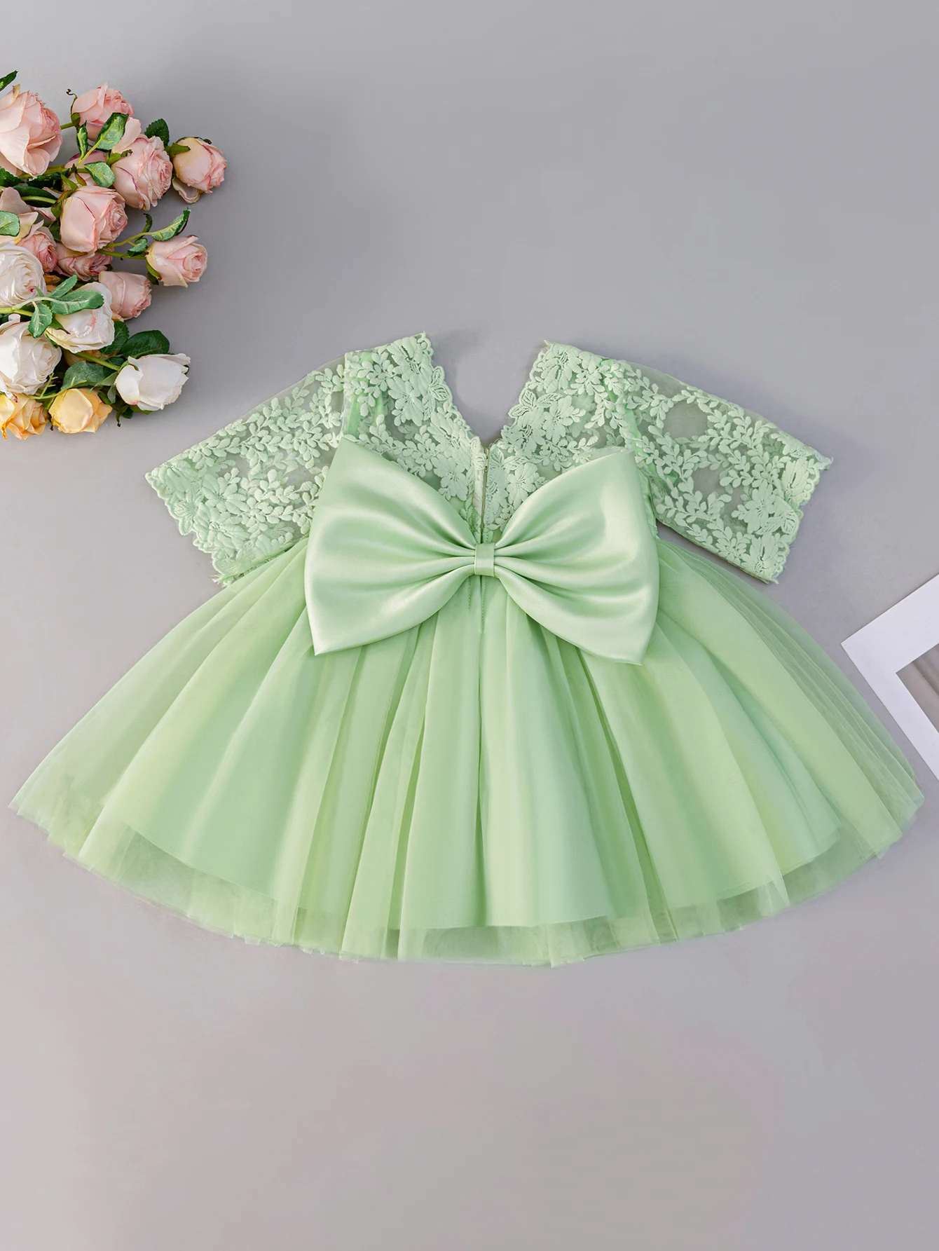 

Green Dress Baby Girls Aged 0-2 Years Wedding Flower Girl Attire Tulle Dress Birthday Dress Baby Girl