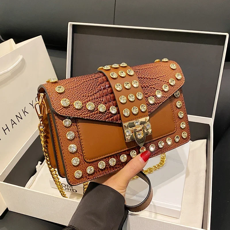 Luxury Diamond Handbag Luxury Chain Shoulder Crossbody Bag For Women Fashion Designer Bag 9 Color Pu Leather Lady Cross Body Bag