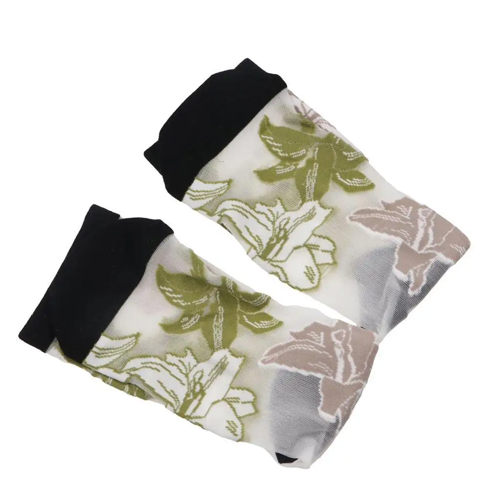تنفس الحلو شبكة كريستال جوارب حريرية الصيف الفتيات الأوسط جوارب أنبوبية الأزهار الجوارب زهرة الجوارب النسائية #3
