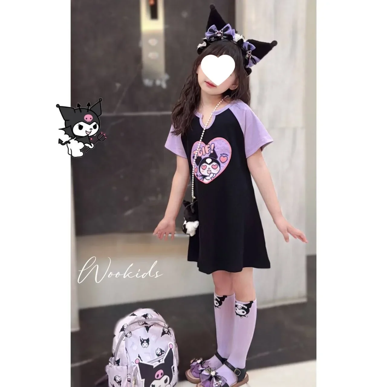 サンリオ-女の子のための半袖Tシャツドレス,ラグランプリンセスの漫画の服,カジュアルなファッション,新しい夏のコレクション