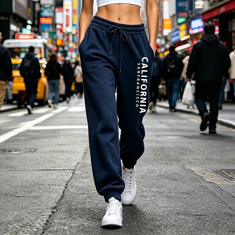 Damen-Sporthose mit Print, modische, lässige, weite Hose für Outdoor, Fitness, Jogging, Sweatpants, Herbst, Winter, Streetwear, Sportbekleidung – Detail 3