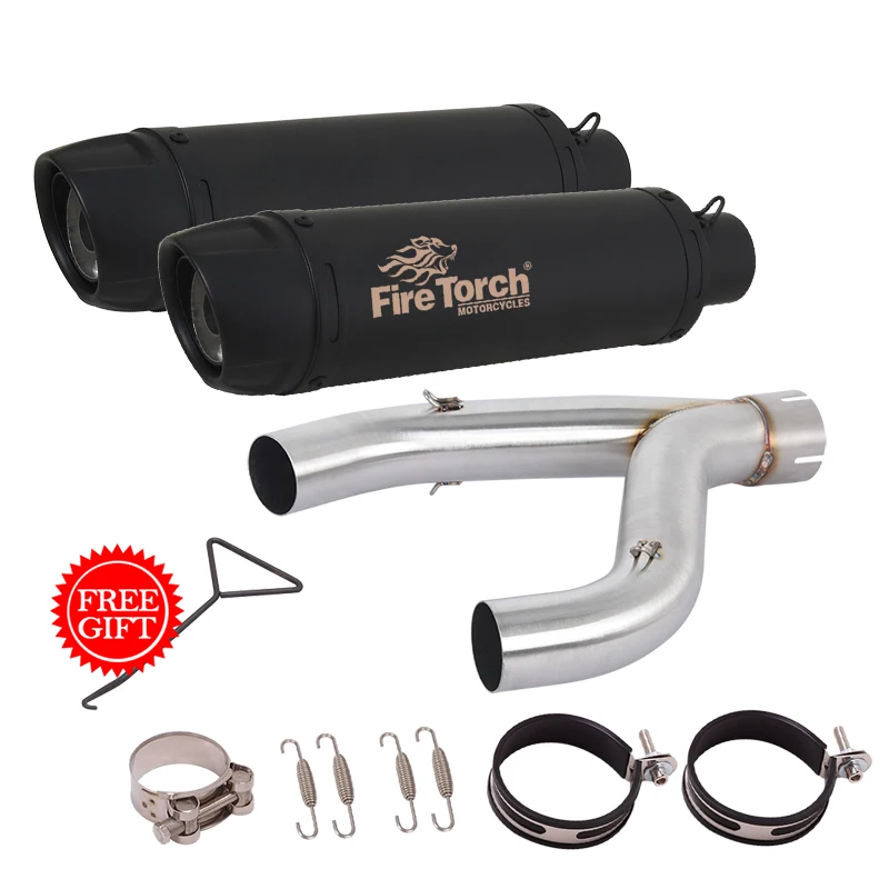 Motorcycle Exhaust Escape Carbon Fiber Middle Link Pipe DB Killer Muffler Slip On For Aprilia Shiver 900 Shiver900 2017 - 2021 2