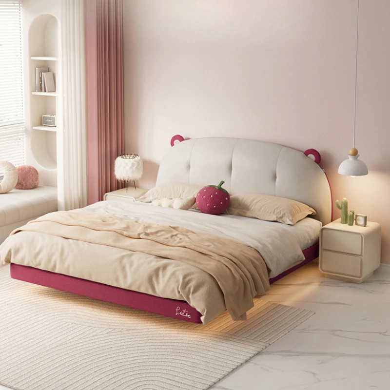 

2025 White Modern Bed Bedroom Girls Suspended Hotel Adults Double Beds King Floating Small Led Camas De Dormitorio Furniture