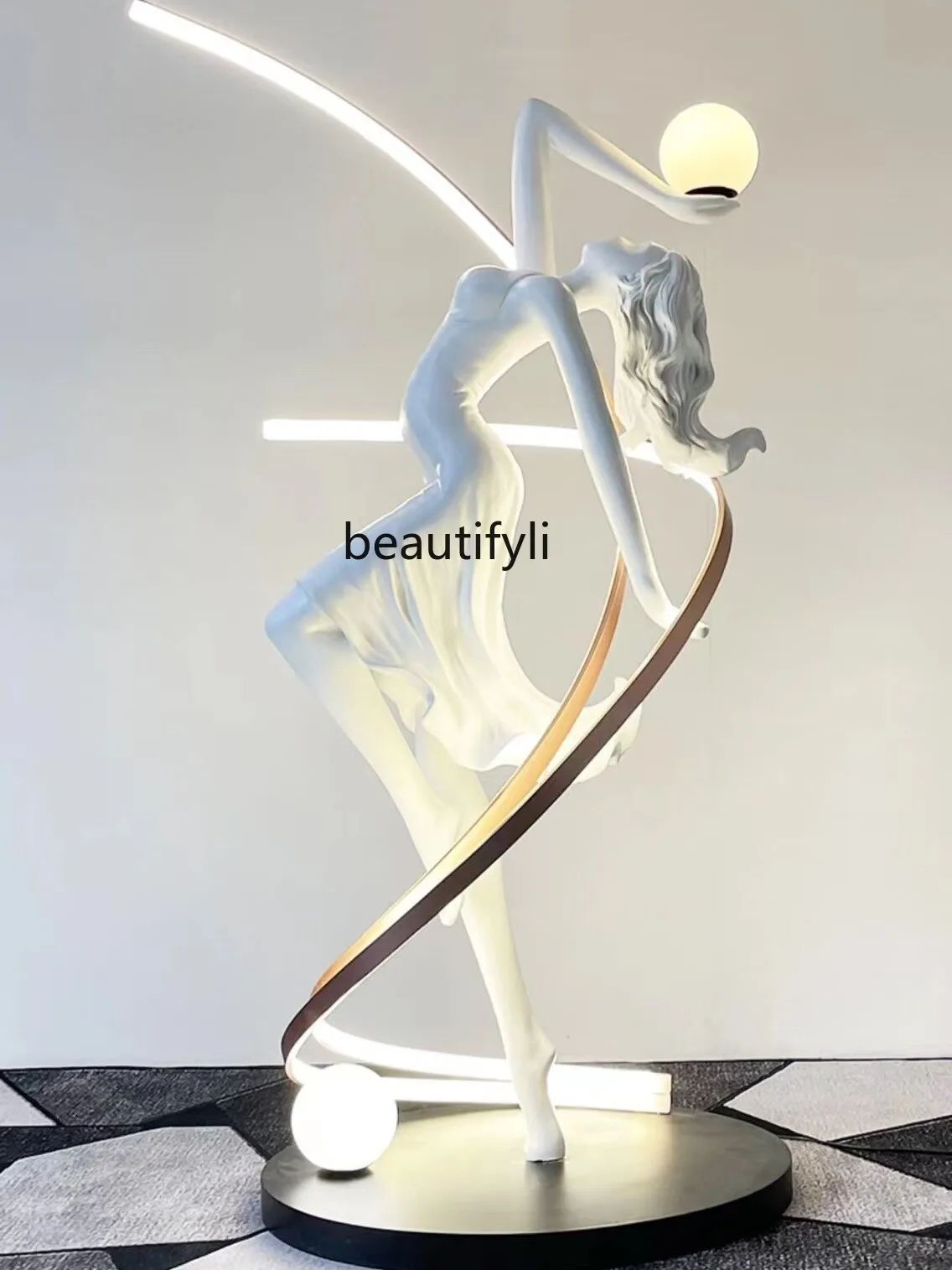 

Art Sculpture Floor Lamp Designer Hotel Club Gallery Lobby Exhibition Hall Creative Portrait Girl Dancing Ornaments decoration