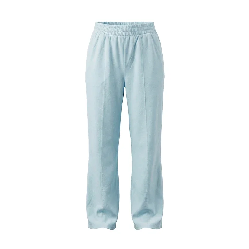 Women High Waist Cotton Straight Pants Draped Loose Yoga Sports Loungewear Daily Wear S-XXL