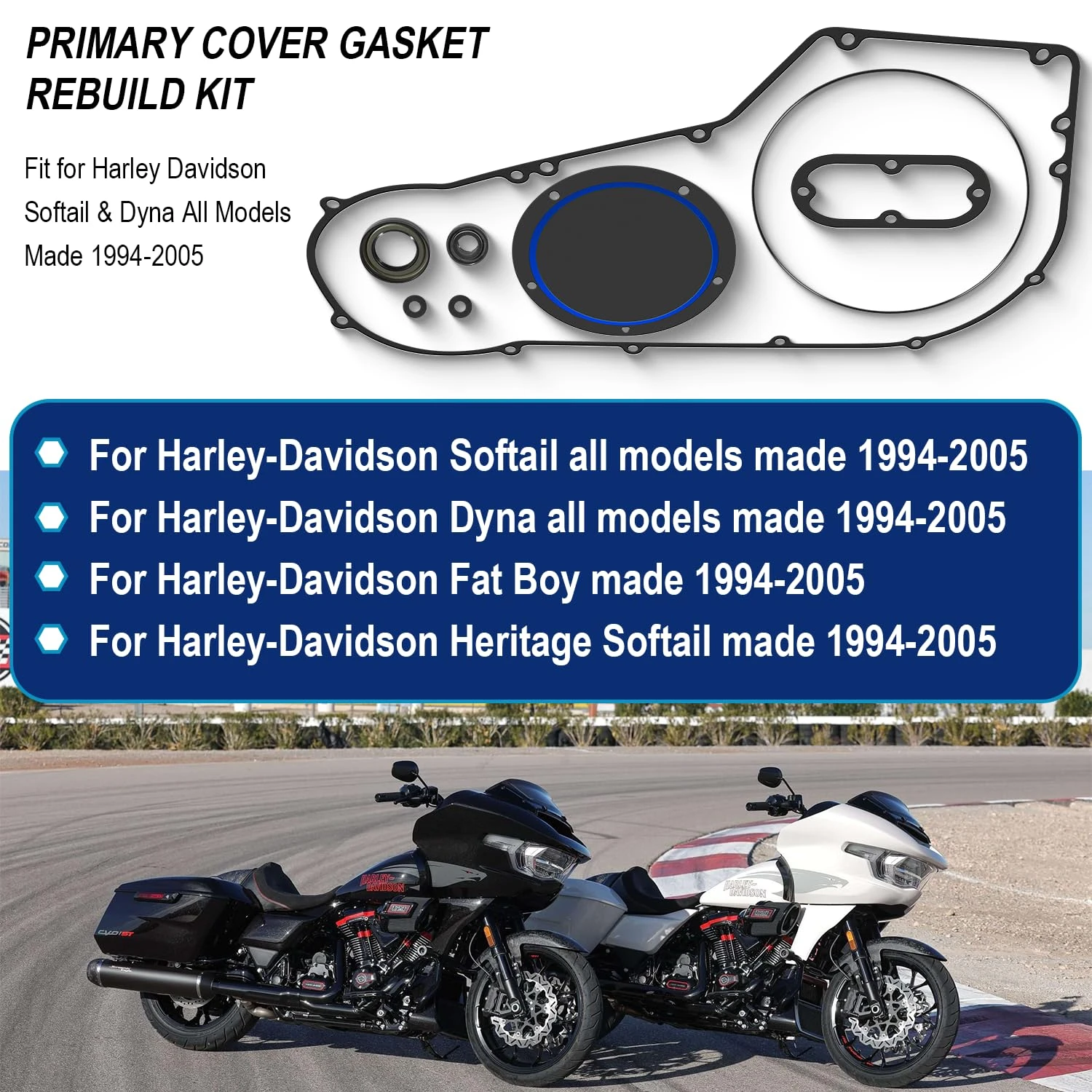ANX Kupplungs-Primärdeckel-Dichtungssatz Ersatzteile Passend für Harley Davidson Softail & Dyna Alle Modelle Baujahr 1994-2005 – Detail 4