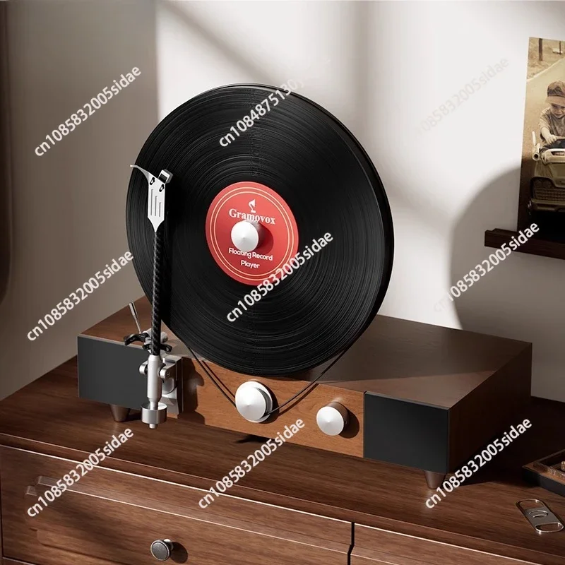 Vinyl Record Phonograph Retro Bluetooth Speaker Integrated Vertical Turntable for Living Room Home Audio Music Decor