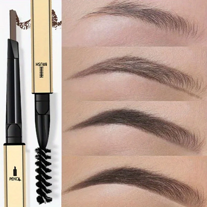 Double-Ended Ultra-Fine Eyebrow Pencil, Waterproof Long-Wear Brow Enhancer, 2-in-1 Thin Tip Spoolie Brush Application For Makeup