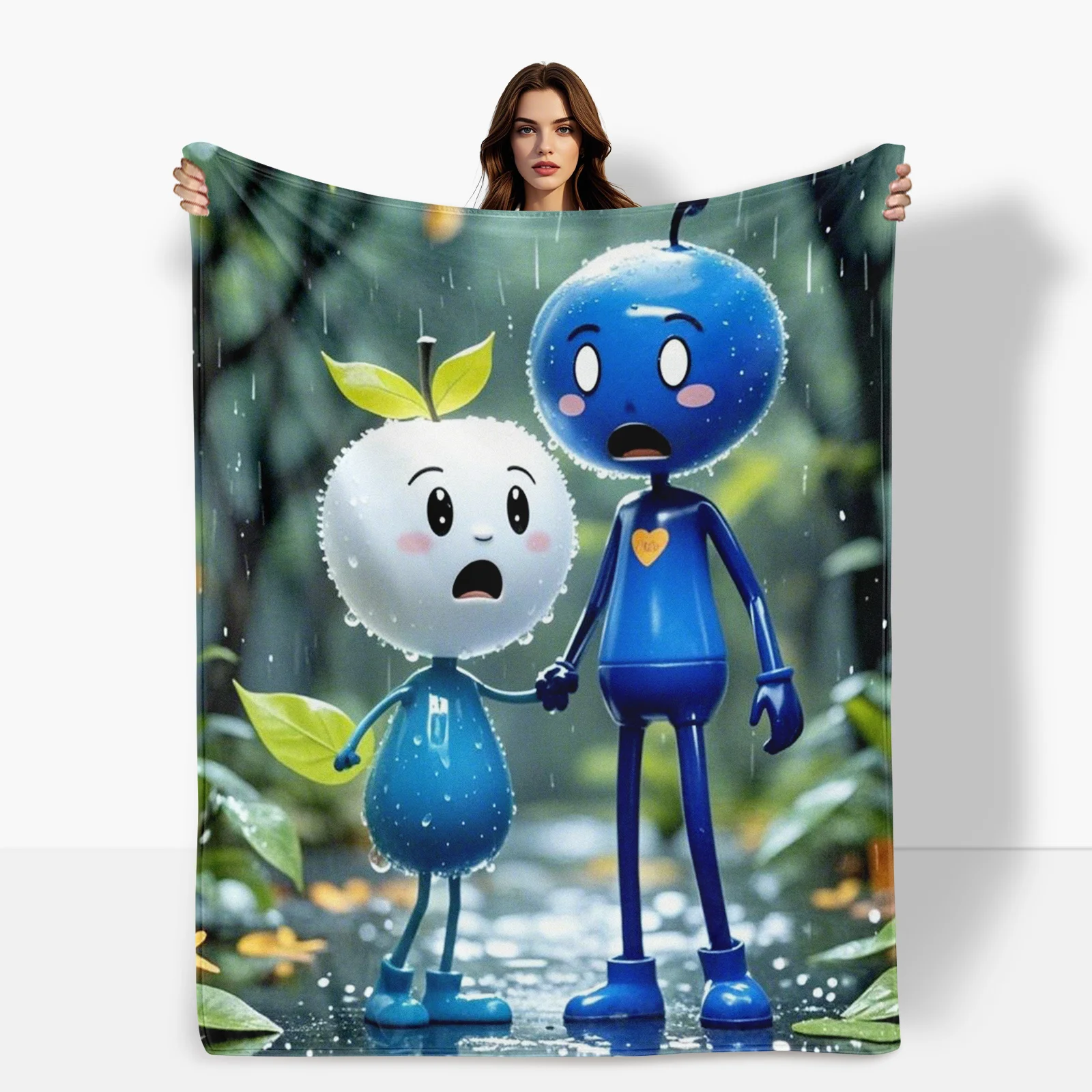 

Playful Raindrop Blue And White Blanket For Warmth And Cozy Rainy Day Inspired Home Decor Design