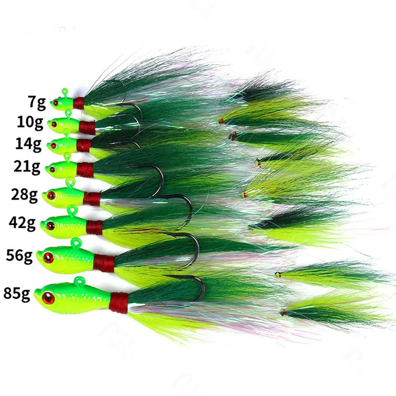 1 Stück Bass-Angelköder Buck Tail Jig-Haken Köder Hirschhaar-Federhaken Bart-Jigging-Köder zum Angeln 7g 10g 14g 21g 28g – Detail 4