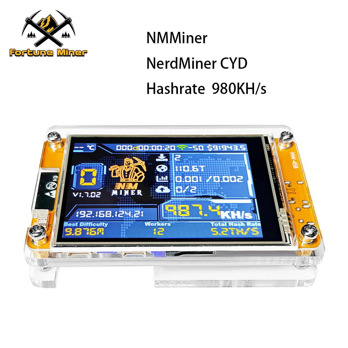 nmminer-nerdminer-v2-cyd-ハッシュレート-980kh-s-ラッキーマイナーソロ宝くじビットコインマシン暗号マイナー-esp32-2432s028-28-インチ画面