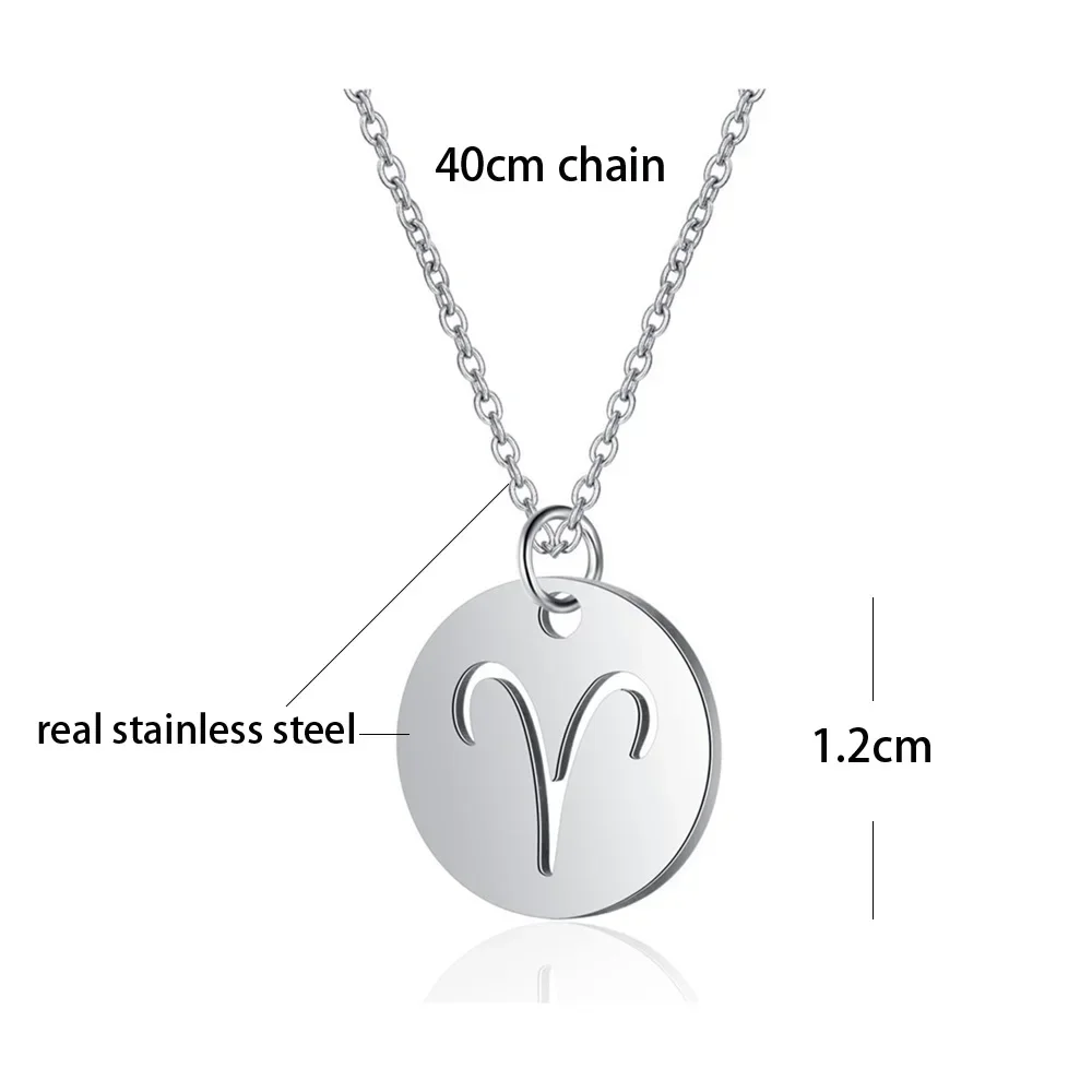 Stainless Steel 12 Constellation Necklace Star Zodiac Sign Constellation Pendant for Men Women Kids Birthday Gifts