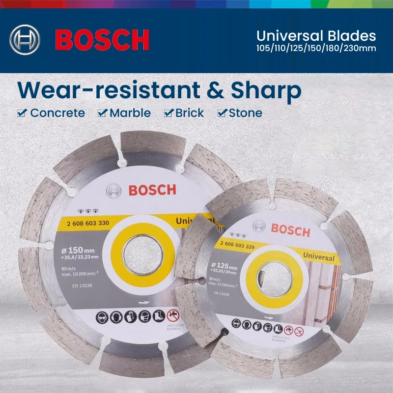 Bosch Universal Diamond Cutting Discs Circular Marble Saw Blades for Cutting Stone Reinforced Concrete 105/125/180/230mm Wheels