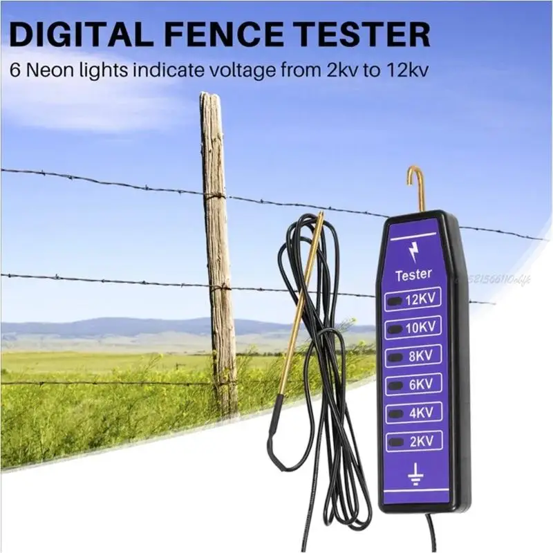 27RB المحمولة سياج كهربائي جهاز قياس الجهد الكهربائي مع 6 مؤشر ضوء الدقة كاشف جهد للأسوار الزراعية