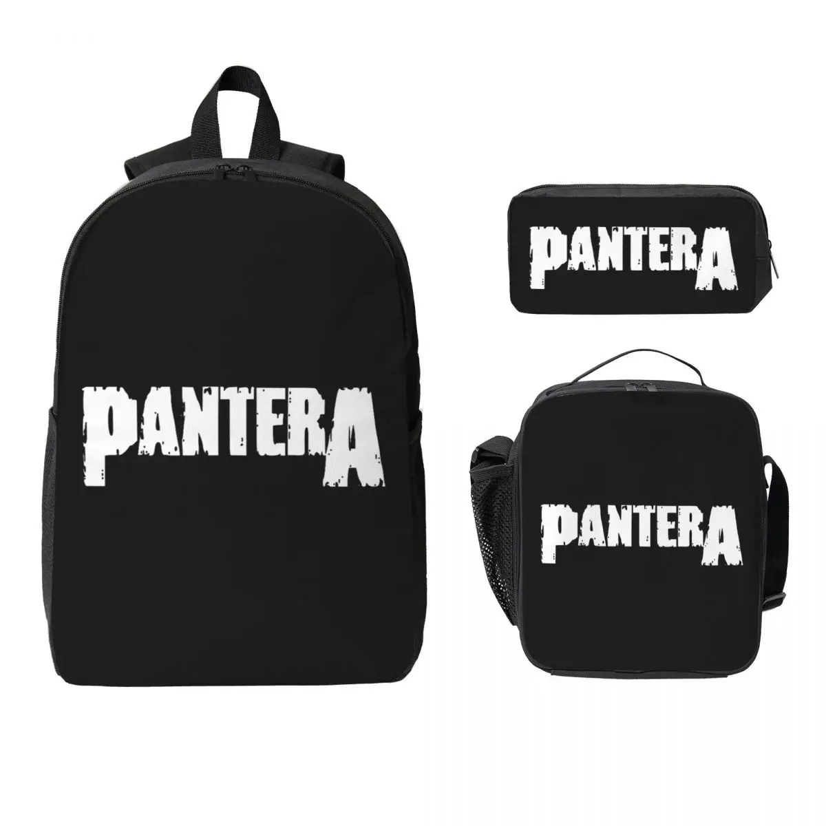 Pantera Heavy Metal Band Music Backpack Student BookBag School Bag Laptop Shoulder Bags 3ps Insulated Lunch Bag Pencil Case