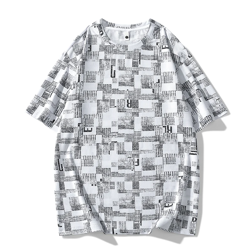 8xl Plus Size Men T Shirt Cool Thin Summer Elastic Oversized 6xl 7xl Quick Drying Breathable Loose Pattern Short Sleeve T-Shirts