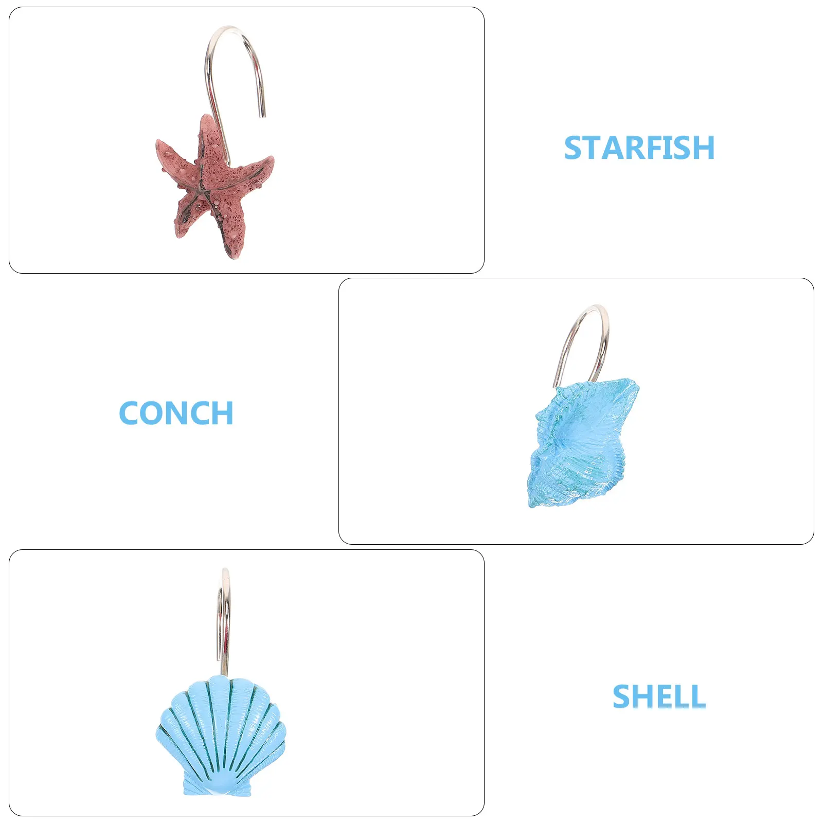 

12pcs Shower Curtain Hooks Bath Accessories Decorative Resin Hooks Smooth Easy Install Farmhouse Style Drapes Buckle