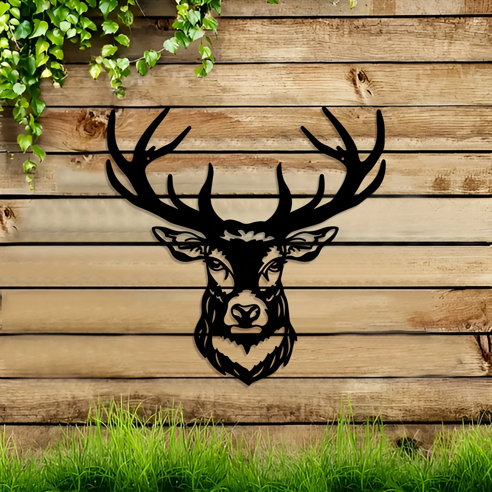 1Pc 2D Flat Deer Head Metal Wall Art, Abstract Modern Iron Sculpture, Black Silhouette, Home Decor for Bedroom Living Room