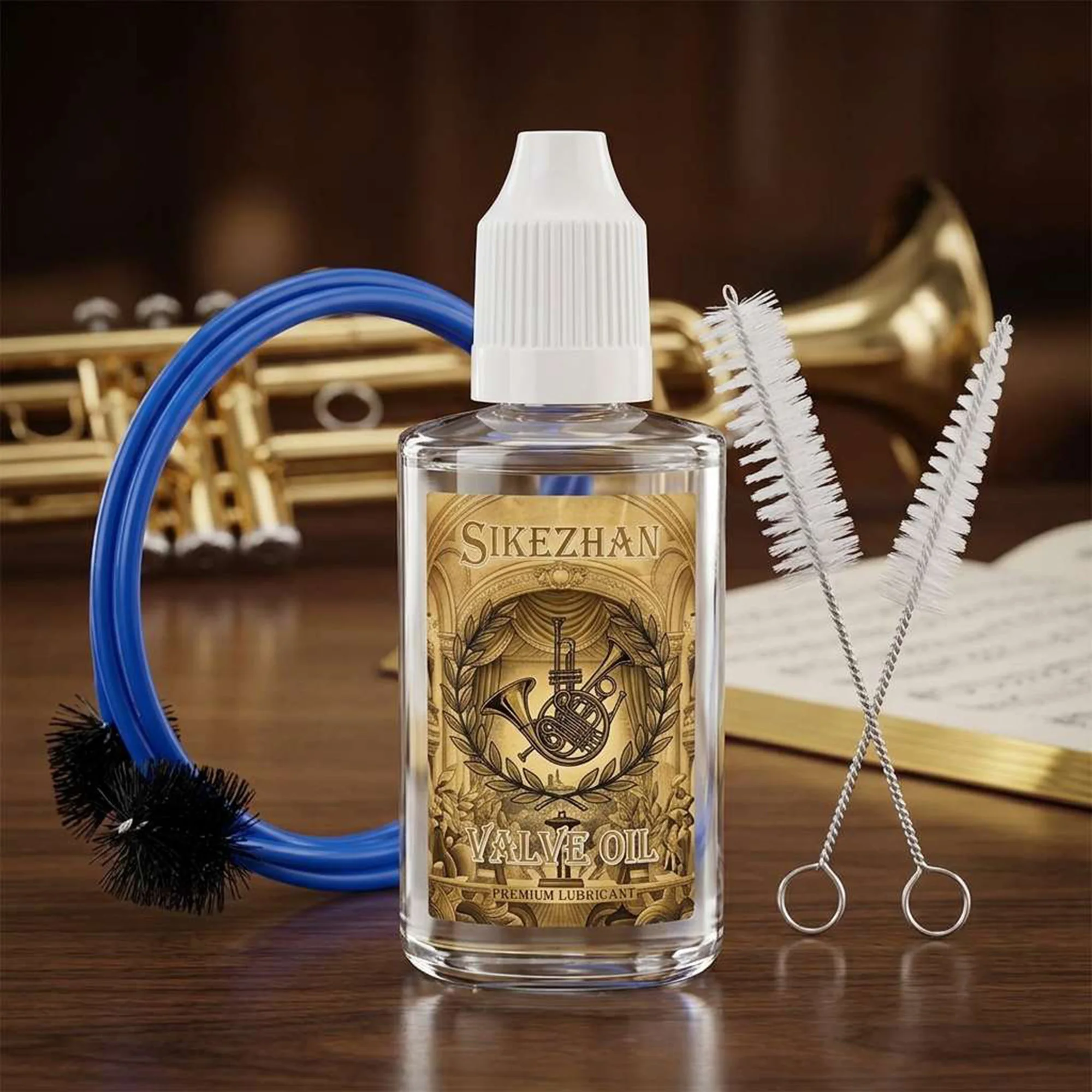 Deep Clean Brass Instrument Maintenance Set Flexible Snake Brush Valve Oil Mouthpiece Brushes Daily Care For Trumpet Players