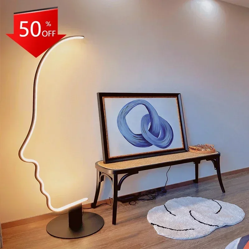 

2025 NEW Nordic Minimalist Creativity Human Face Led RGB Floor Lamp Living Room Bedroom Home Decor Bedside Corner Standing Ambi