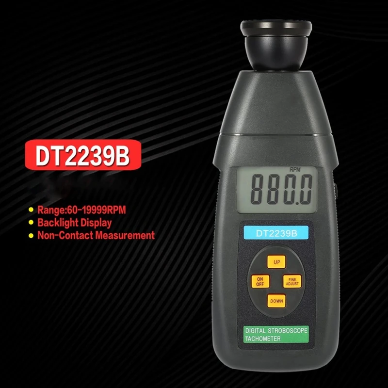 HOT SALE DT2239B Digital LCD Non-Contact Flash Stroboscope Tachometer Photoelectric Revolution Meter Speedometer Tester 60-19999