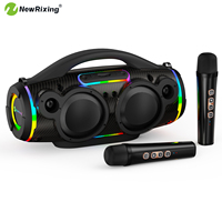 NewRixing Wireless Portable Large Speaker with 2 mics,60W,Bass Boost/High-Fidelity Stereo Sound,RGB light,for BT5.3/AUX/TF/USB