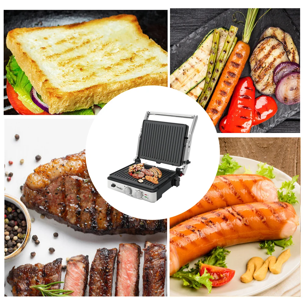 Electric Grill Sonifer SF-6152 2000W 4 Slice Contact Grill Detachable Non Stick Plate Timer Sandwich Maker for Home Kitchen