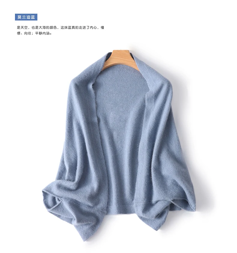 Trend Schal Wickelschal Zwei Zwecke 100 % Wolle Damen Gestrickte Accessoires Cape Lässige weiche Schals Warme Cappa Gemütliche Mode Mäntel – Detail 8