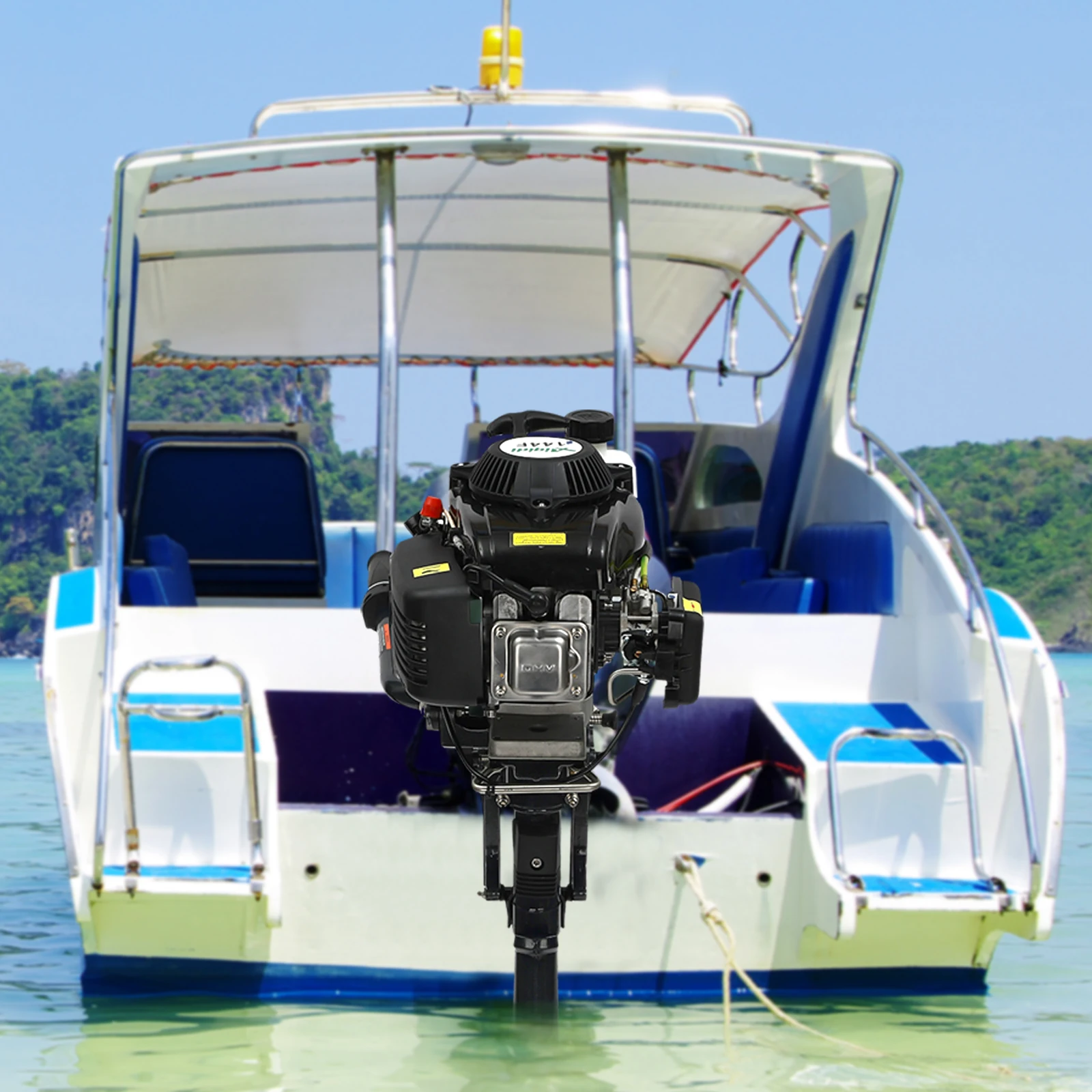 XW4A-4 4-Takt-Luftgekühlter Außenbordmotor 2,2 kW 3 PS Wasserdicht Hochleistungsfähig für den Einsatz beim Angeln, in der Aquakultur und für Langstreckenreisen