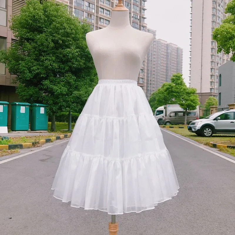 Enagua de organza esponjosa para vestido lolita - Falda de crinolina blanca con cintura elástica