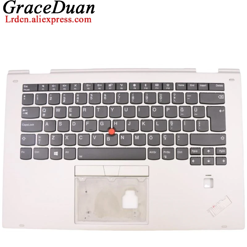 

TR Turkish Silver Keyboard Upper Case Palmrest Shell Cover For Lenovo Thinkpad X1 Yoga 2nd Gen2 G2 01LV037 01LV117 01LV157 01LV0