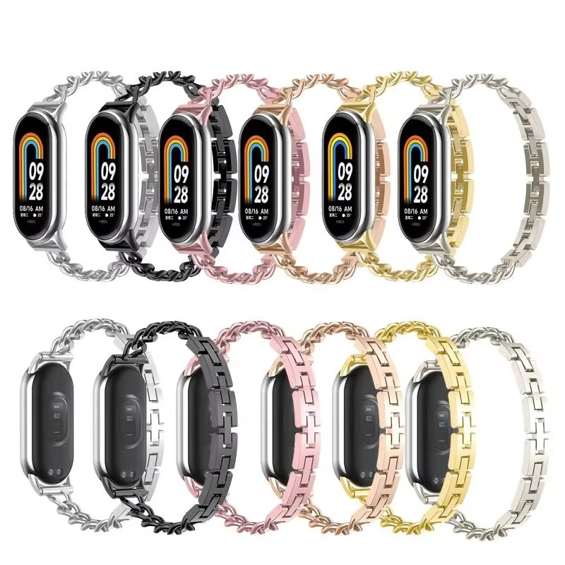 Luxury Stainless steel Strap For xiaomi mi band 10 9 8 Belt Replacement for miband 10 9 8 Bracelet watchband Accessories